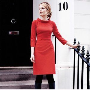 Boden Zoe Dress Ribbed Pepper Red Mock Neck Dress